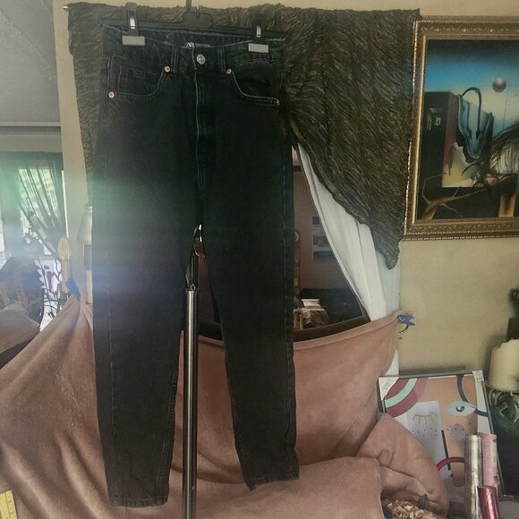 Zara Black Jeans 6 pockets Sz 2 - Picture 2 of 6